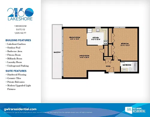 Floor plan 1 Bedroom - Lakeview