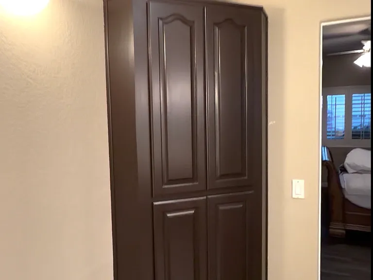 Linen closet as you enter the master bathroom from the primary suite