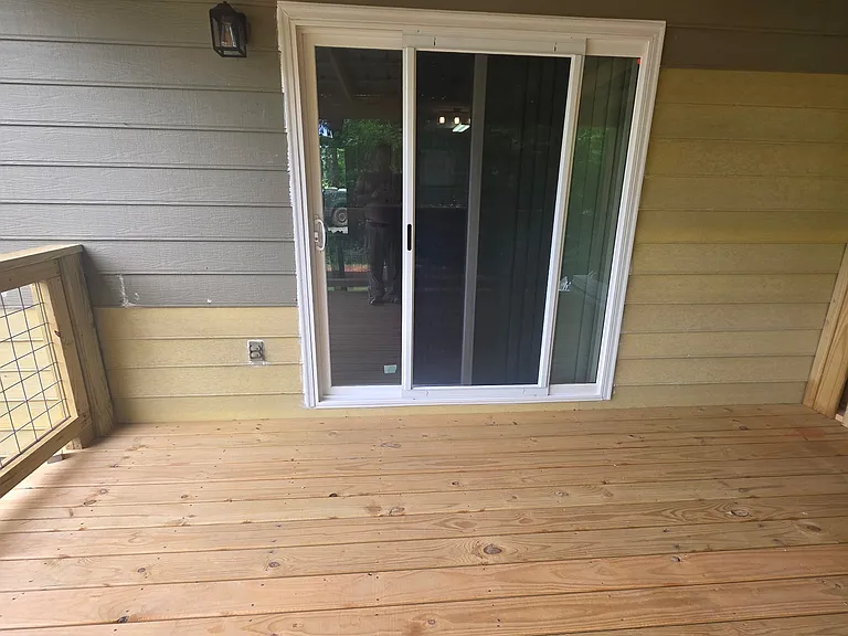 New sliding door leading to pretty new deck!
