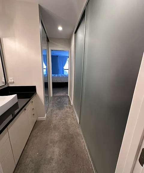 Master bathroom hallway - view from toilet/shower