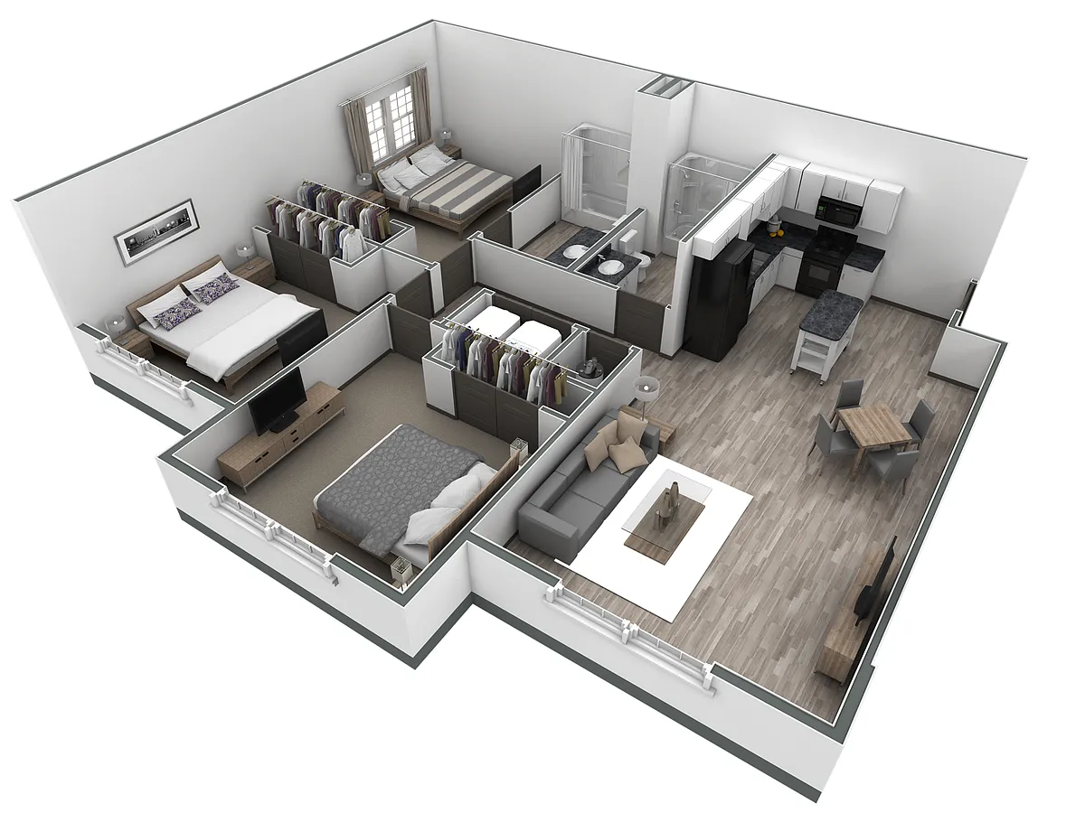 Floor plan 3-2 BR Retreat Overlook