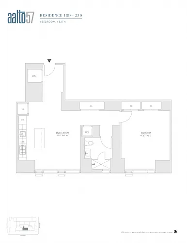 Floor plan 1 Bed/1 Bath-1K