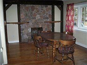 Fireplace and dining room