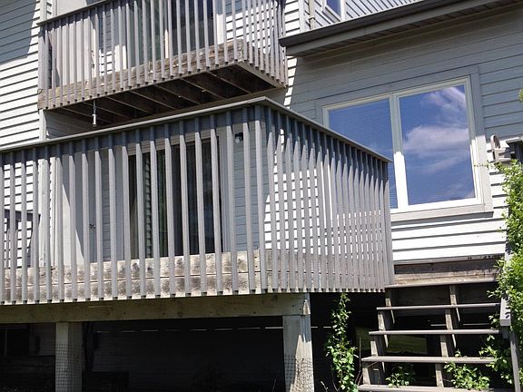 Back of building upper & lower deck.