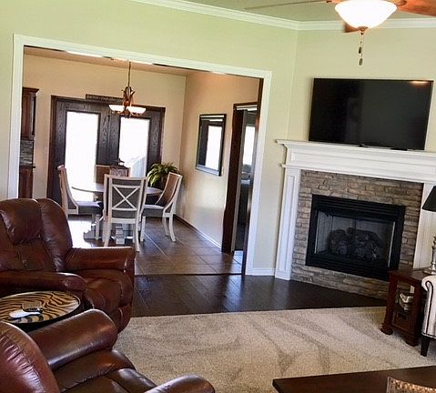 view from LR to dining area