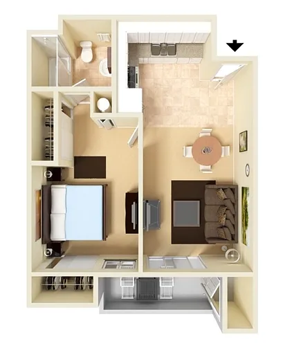 Floor plan One Bedroom One Bath