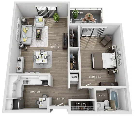 Floor plan Oak (Ap) 1 Bedroom Apartment