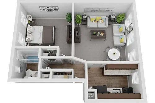 Floor plan One Bedroom One Bath Renovated