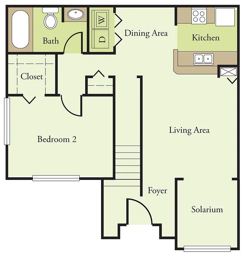 Floor plan 1 Bedroom 1 Bath 60%