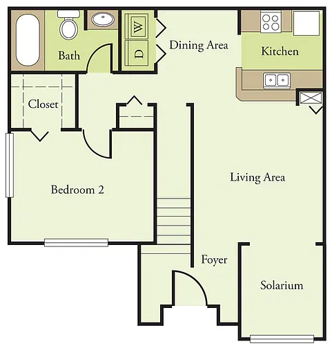 Floor plan 1 Bedroom 1 Bath 60%