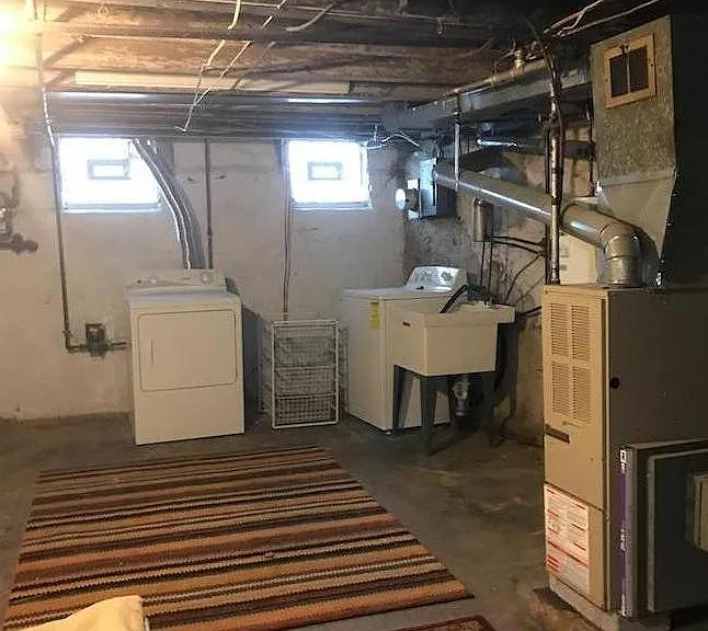Basement with washer and dryer
