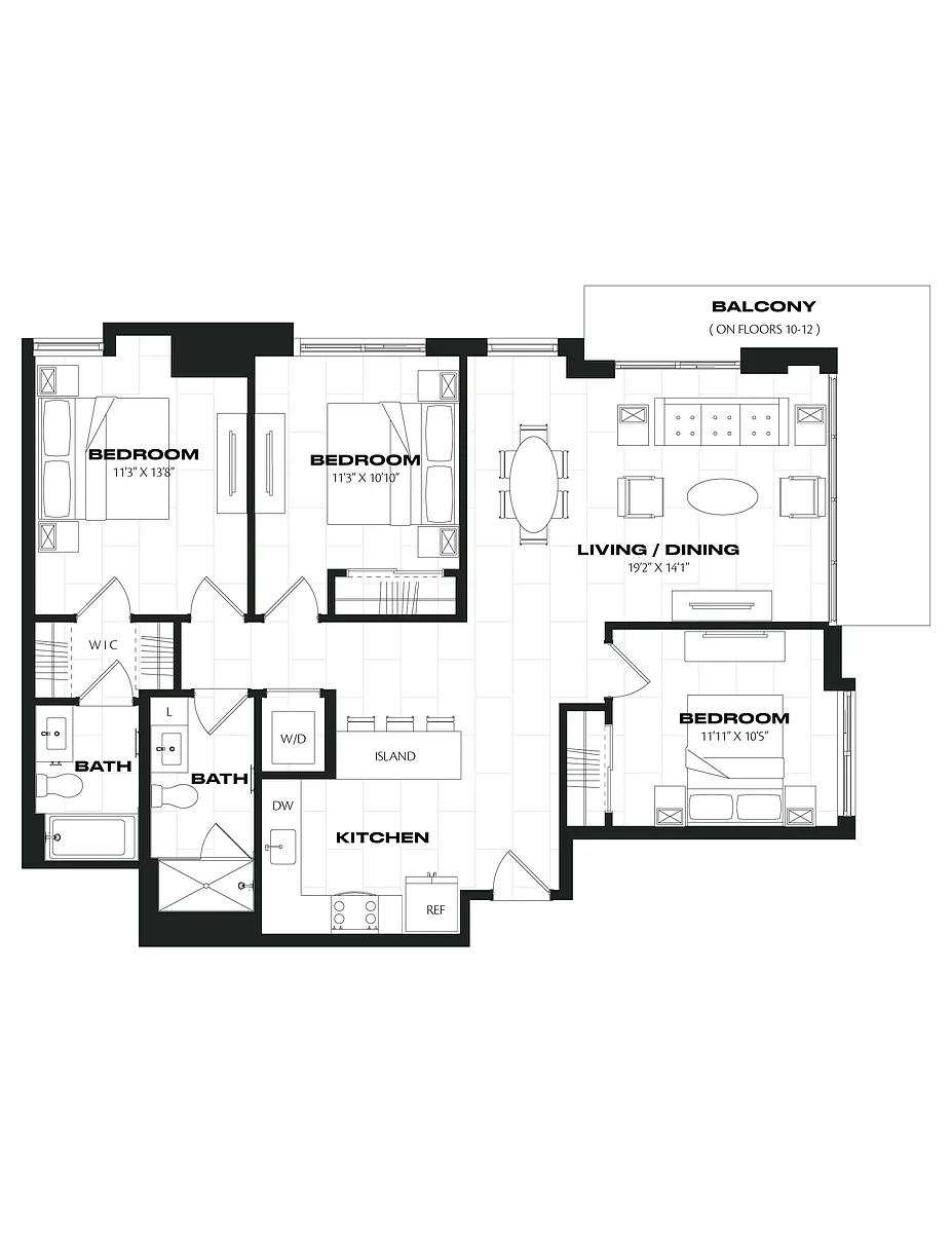 Floor plan 3 Bed/2 Bath-D1.1
