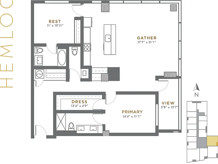 Hemlock - 2 BD / 2.5 BA - 1,421 SF Hemlock - 2 BD / 2.5 BA - 1,421 SF