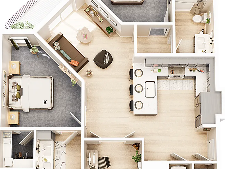 3D Floorplan - Unit B3B_Scheme B 3D Floorplan - Unit B3B_Scheme B