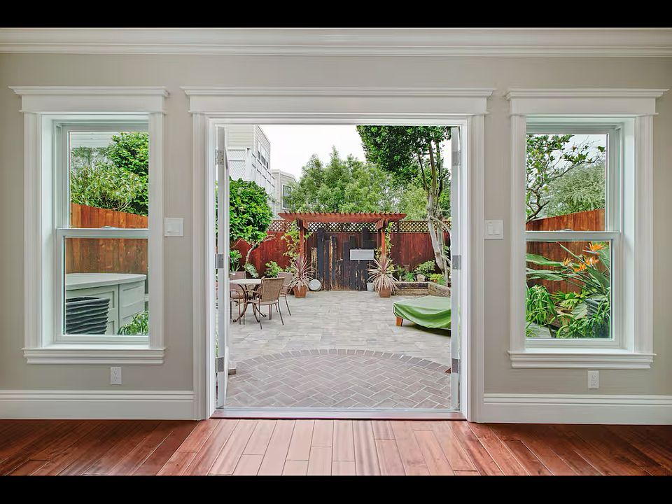 Living room view to private yard.
