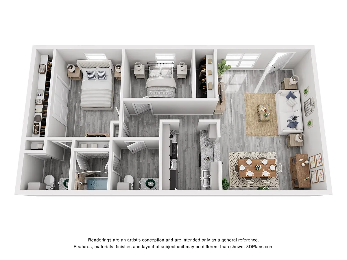 Floor plan 2 Bed 1.5 Bath Lux Reno