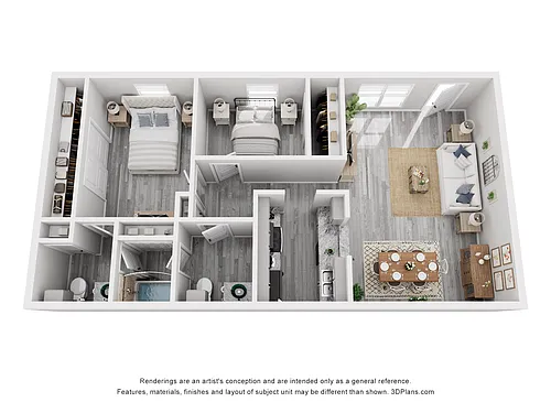 Floor plan 2 Bed 1.5 Bath Lux Reno
