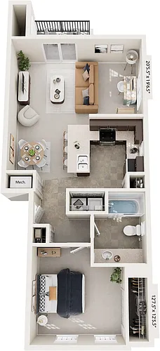 Floor plan One Bedroom End