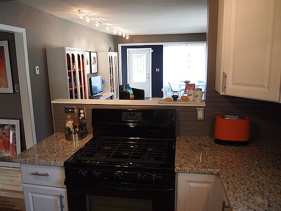 Kitchen view into living