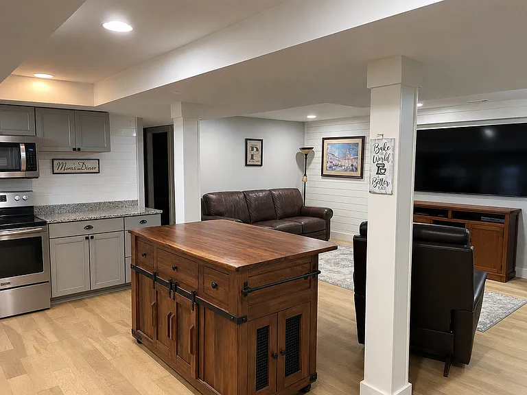 Downstairs kitchen and living room