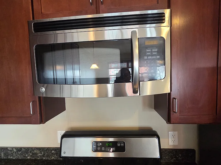 Microwave and gas stovetop