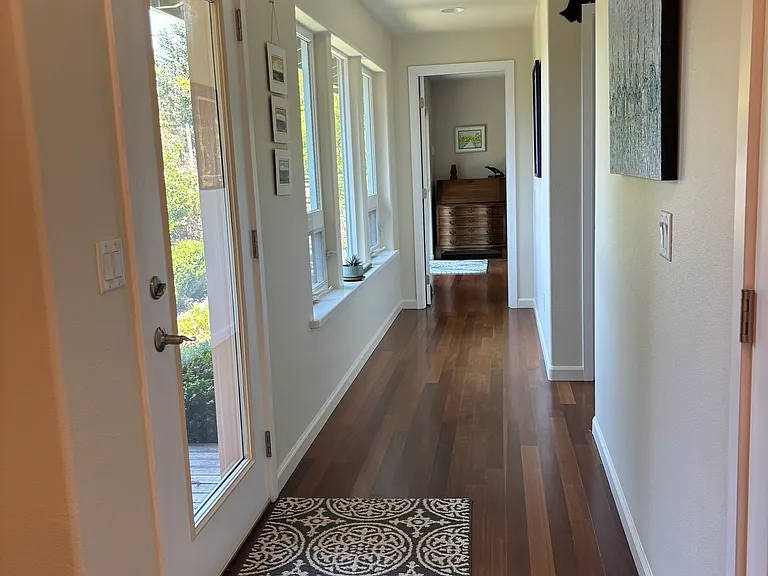 front door looking north towards office, 2nd bed and main bath