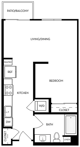 Floor plan E1 - Junior 1BR 1BA Flat