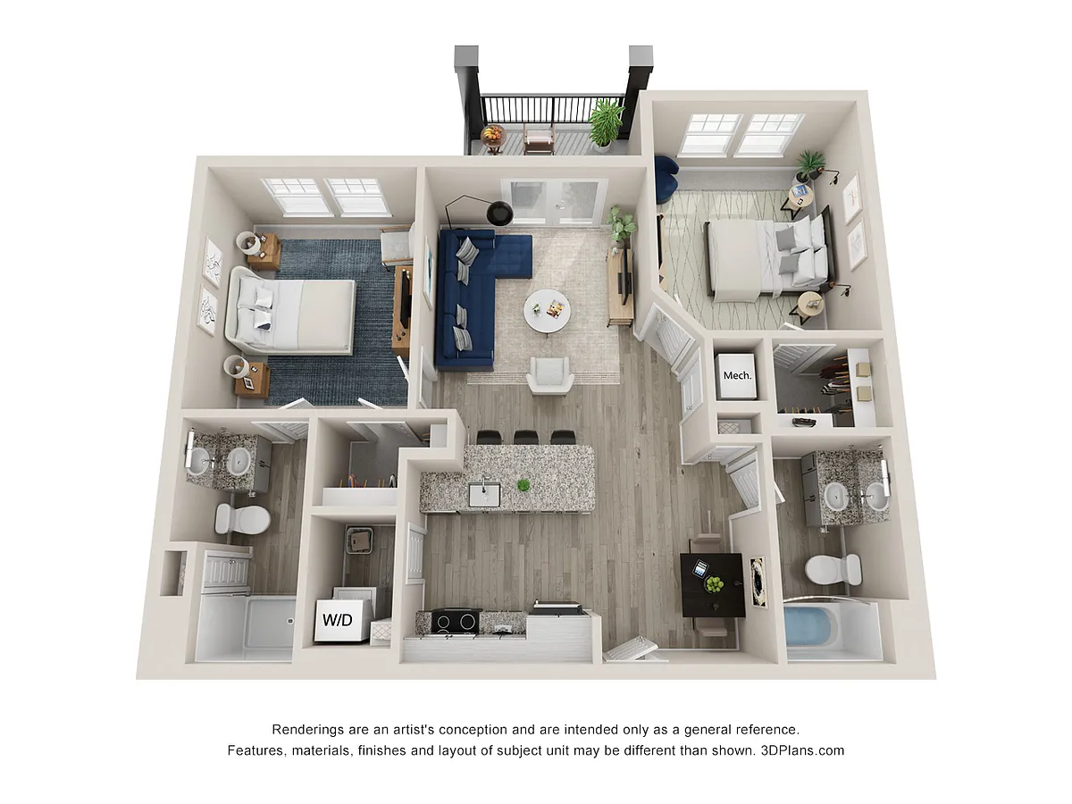 Floor plan The Waterside | 2 Bed | 2 Bath