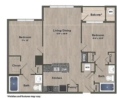 Floor plan 2 Bed 2 Bath B