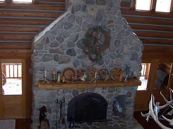 Natural River Rock Fireplace