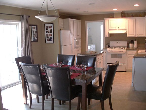 Large kitchen, sliding glass door