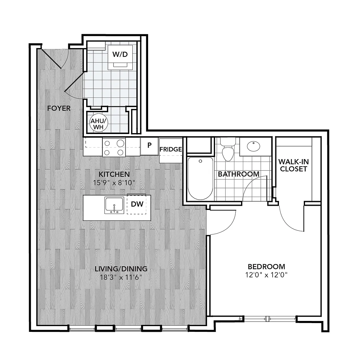 Floor plan 1 Bed 1 Bath