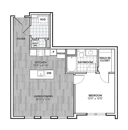 Floor plan 1 Bed 1 Bath