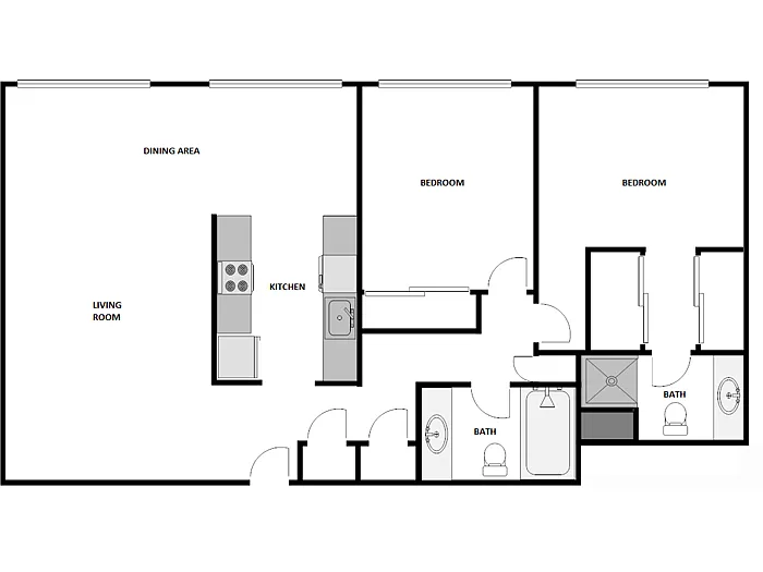Floor plan 2 Bed / 2 Bath: Type B