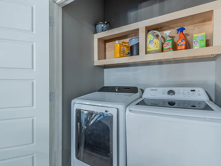 Fresh clothes anytime with our in-home washer and dryer.
