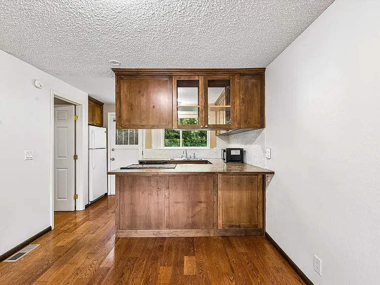 View of kitchen from living room