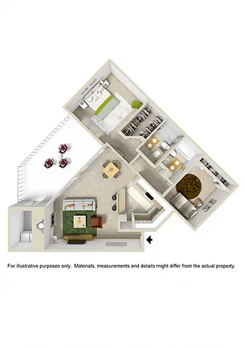 Floor plan 2 Bed (W/D Conn. / Fireplace Optional)