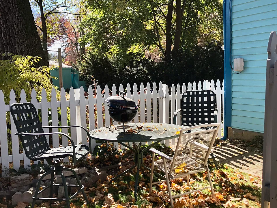 Outside seating area for private apartment