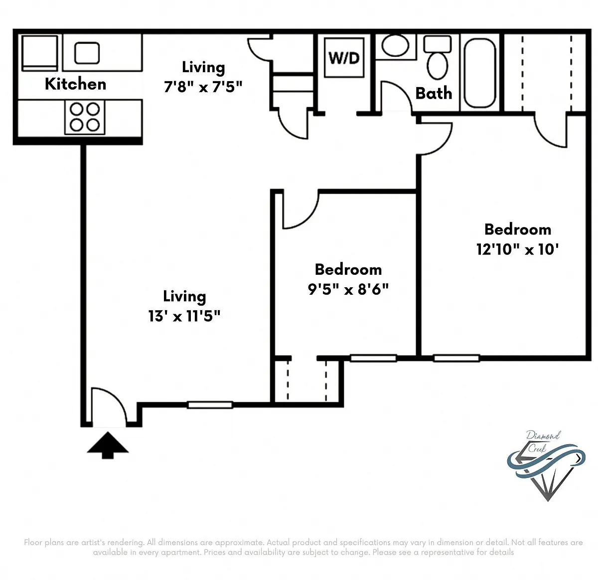 Floor plan 1 Bedroom 1 Bath with Den