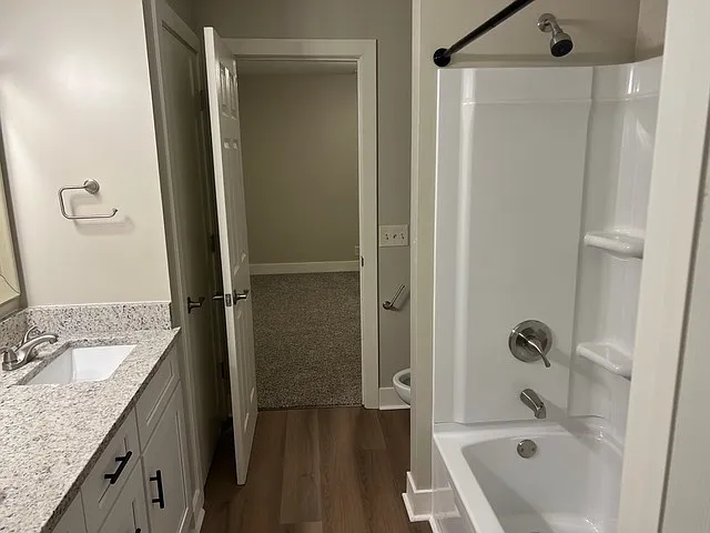 Full bathroom renovation. Shower and vanities are new