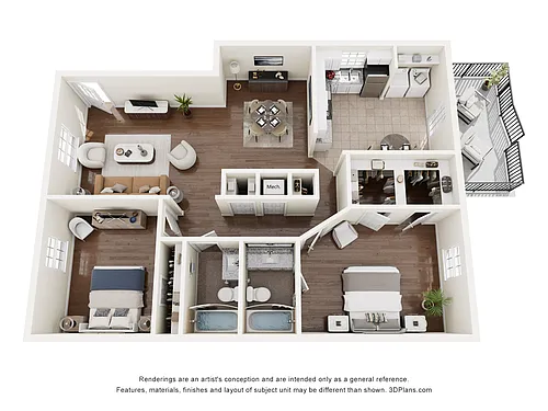Floor plan 2 Bedroom, 2 Bath