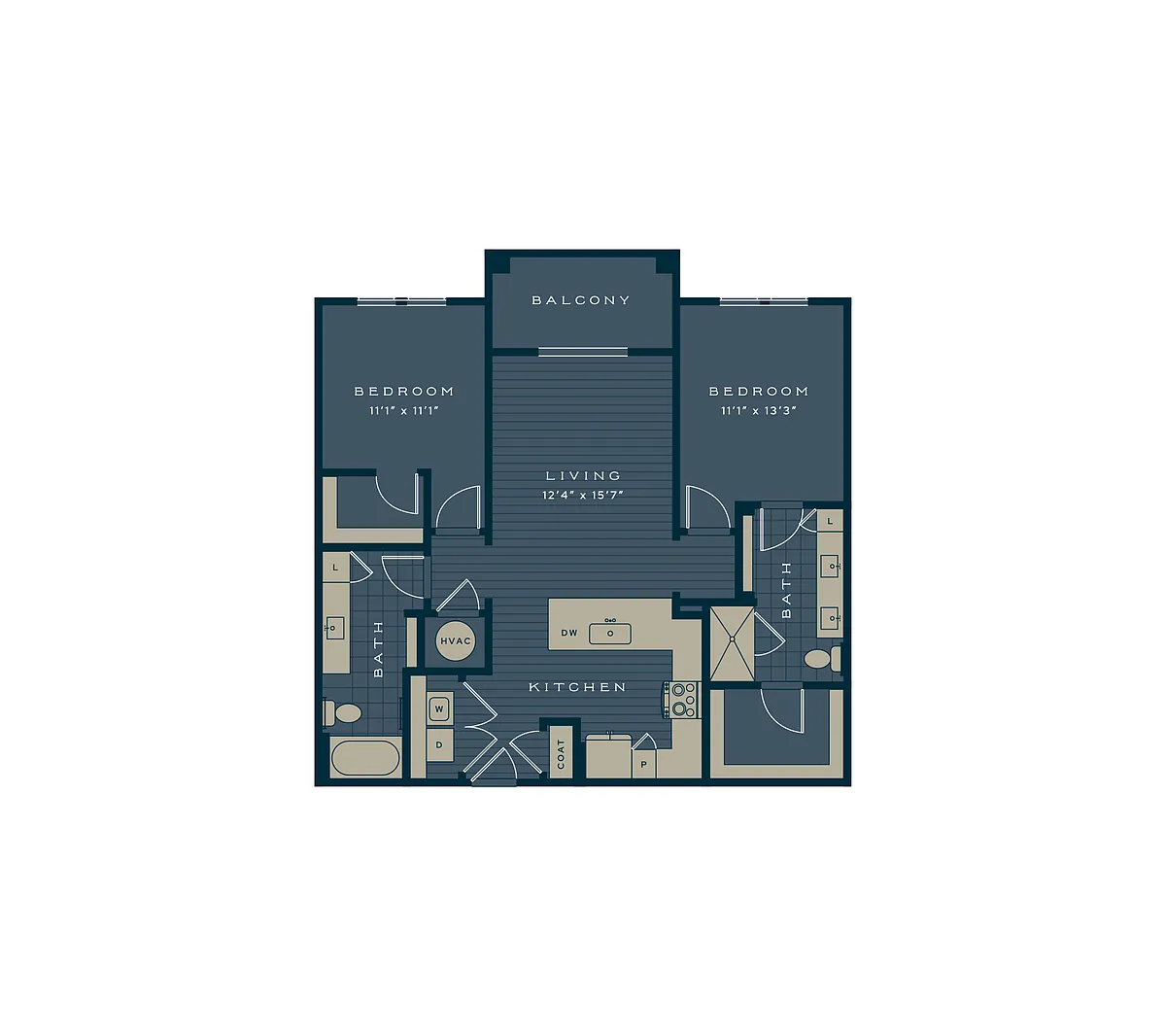 Floor plan The Hawksbill | 2 Bed | 2 Bath | Signature