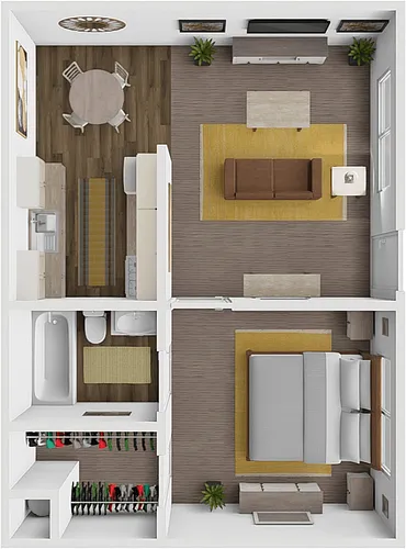 Floor plan 1 Bed 1 Bath A