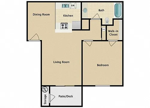 Floor plan 1 Bedroom 1 Bathroom