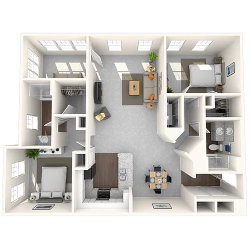 Floor plan Traditional 2x2 1214-1488 SF