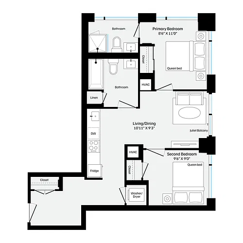 Floor plan B3 Two Bedroom