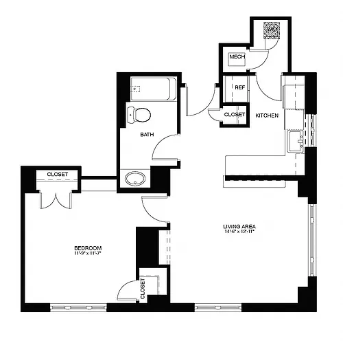 Floor plan 1Bed 1 Bath