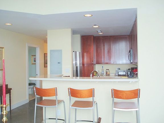 Kitchen faces windows