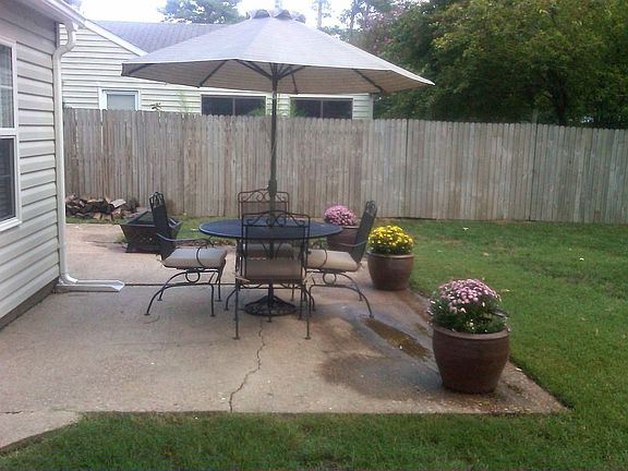 Patio attached to house.
