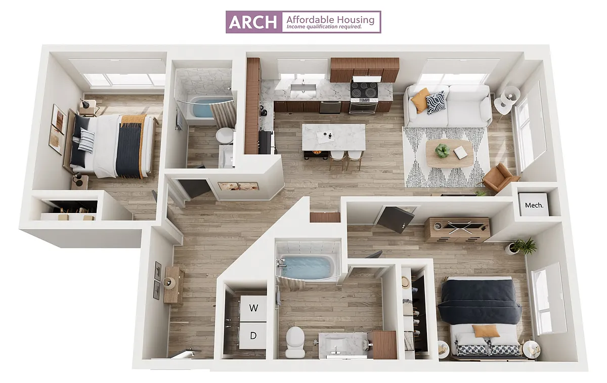 Floor plan B8 Affordable Two Bedroom